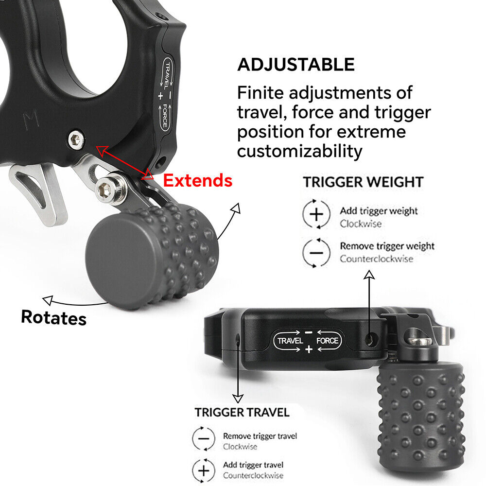 3 4Finger Release Aid Trigger Thumb Button Grip Caliper Archery CompoundBow